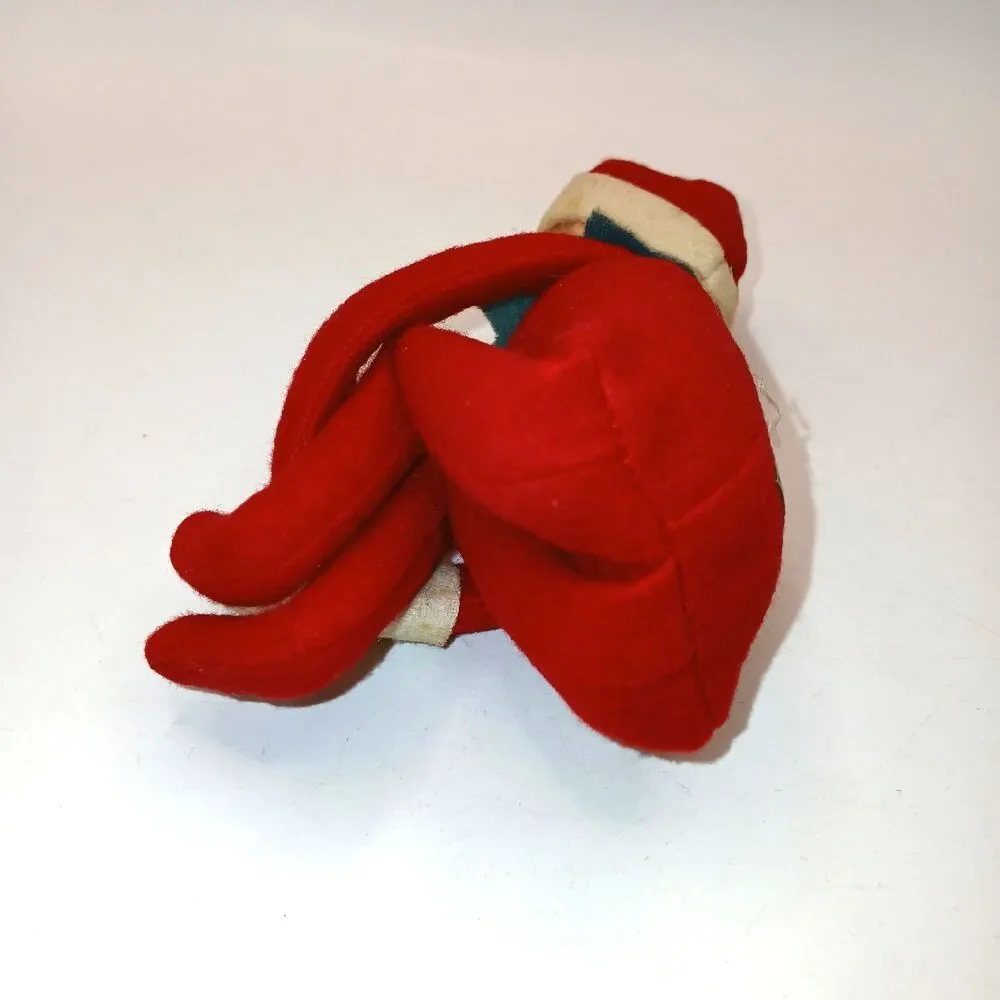 Vintage Inarco Japan Pixie Elf Knee hugger Red White Green Felt Foil Label 9